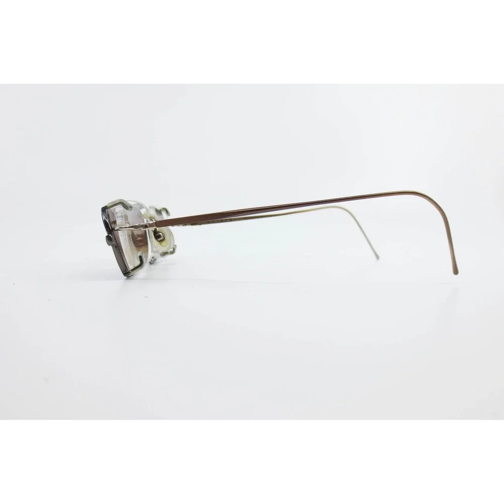 Success SS-304 #2 Yellow Gold Rectangular Rimless Eyeglasses with Clip On Lenses
